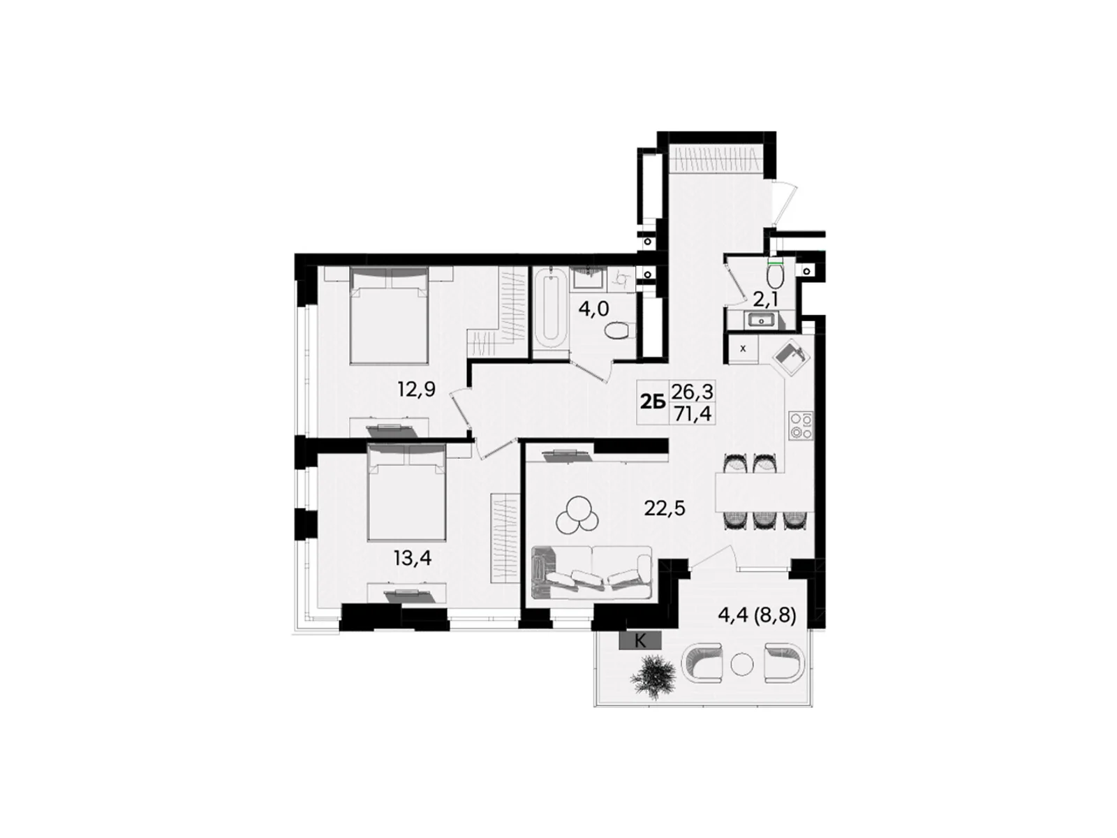 ул. Келецкая Вишенка Винница ЖК TWINS, цена: 90678 $ - фото 1