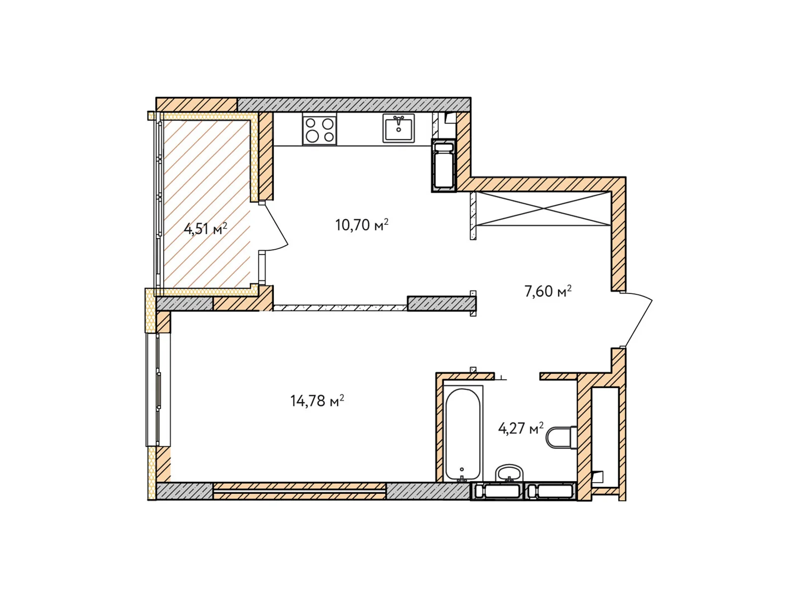 Продається 1-кімнатна квартира 43.15 кв. м у Броварах, вул. Симоненка, 32 - фото 1
