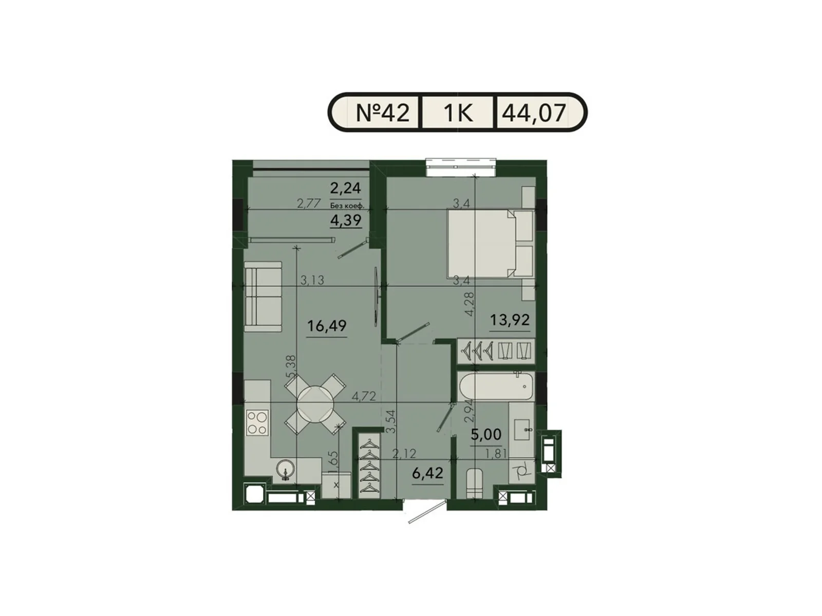 Продается 1-комнатная квартира 44.07 кв. м в Сокольниках, ул. Героев Крут - фото 1