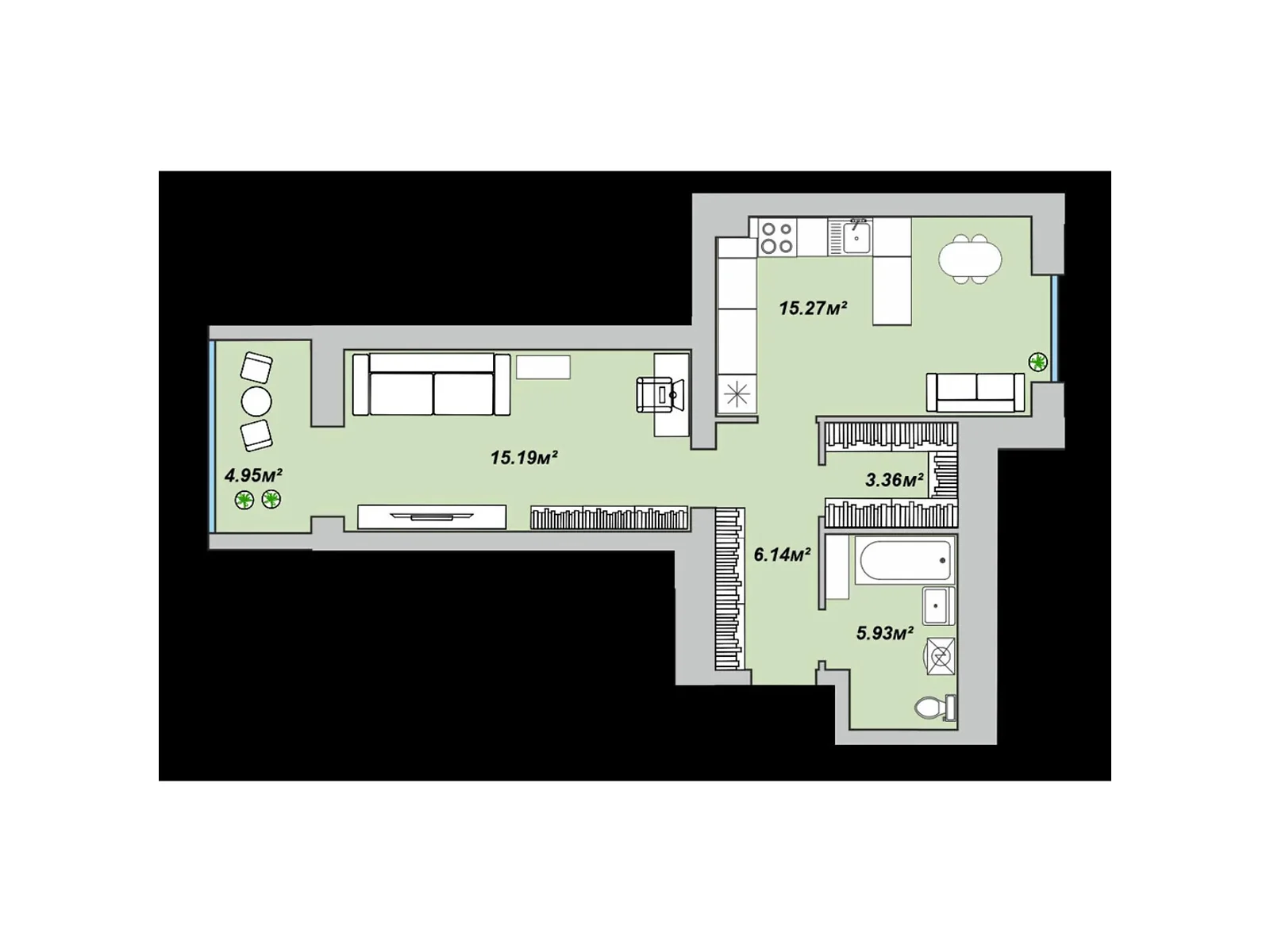 1-комнатная квартира 52 кв. м в Луцке, цена: 48694 $ - фото 1