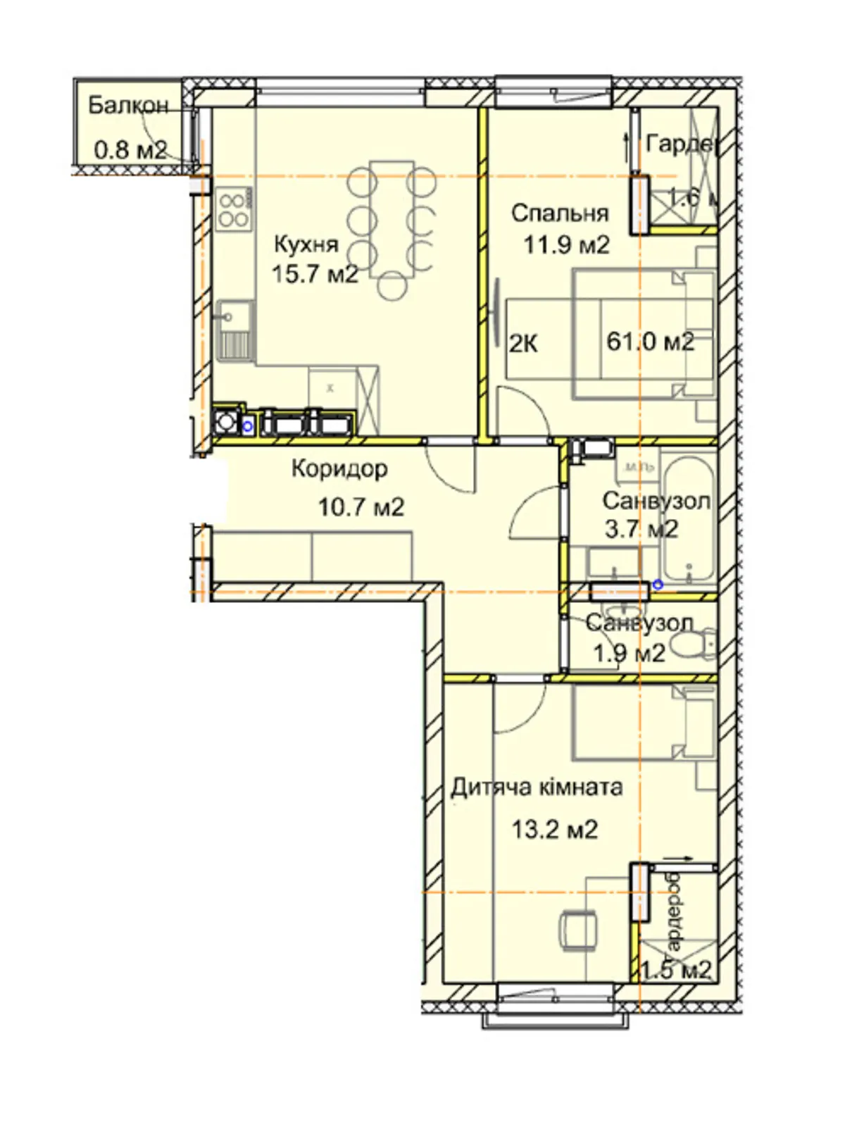 Продается 2-комнатная квартира 61 кв. м в Ровно, ул. Дорошенко Петра, 66Б - фото 1