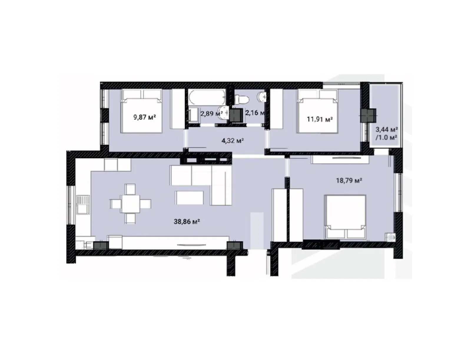 Продается 3-комнатная квартира 76.6 кв. м в Ивано-Франковске, ул. Целевича Юлиана, 36А - фото 1
