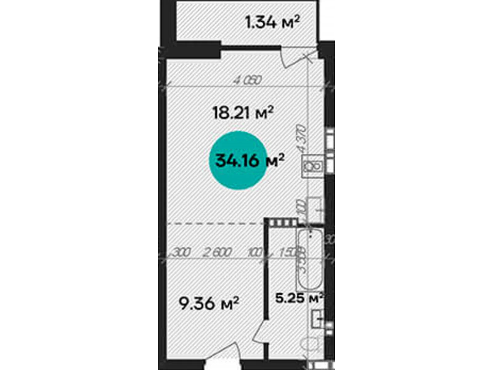 Продается 1-комнатная квартира 34.16 кв. м в Полтаве, ул. Шевченко, 58А - фото 1