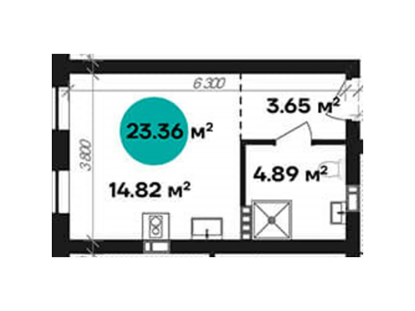 Продается 1-комнатная квартира 23.36 кв. м в Полтаве, ул. Шевченко, 58А - фото 1
