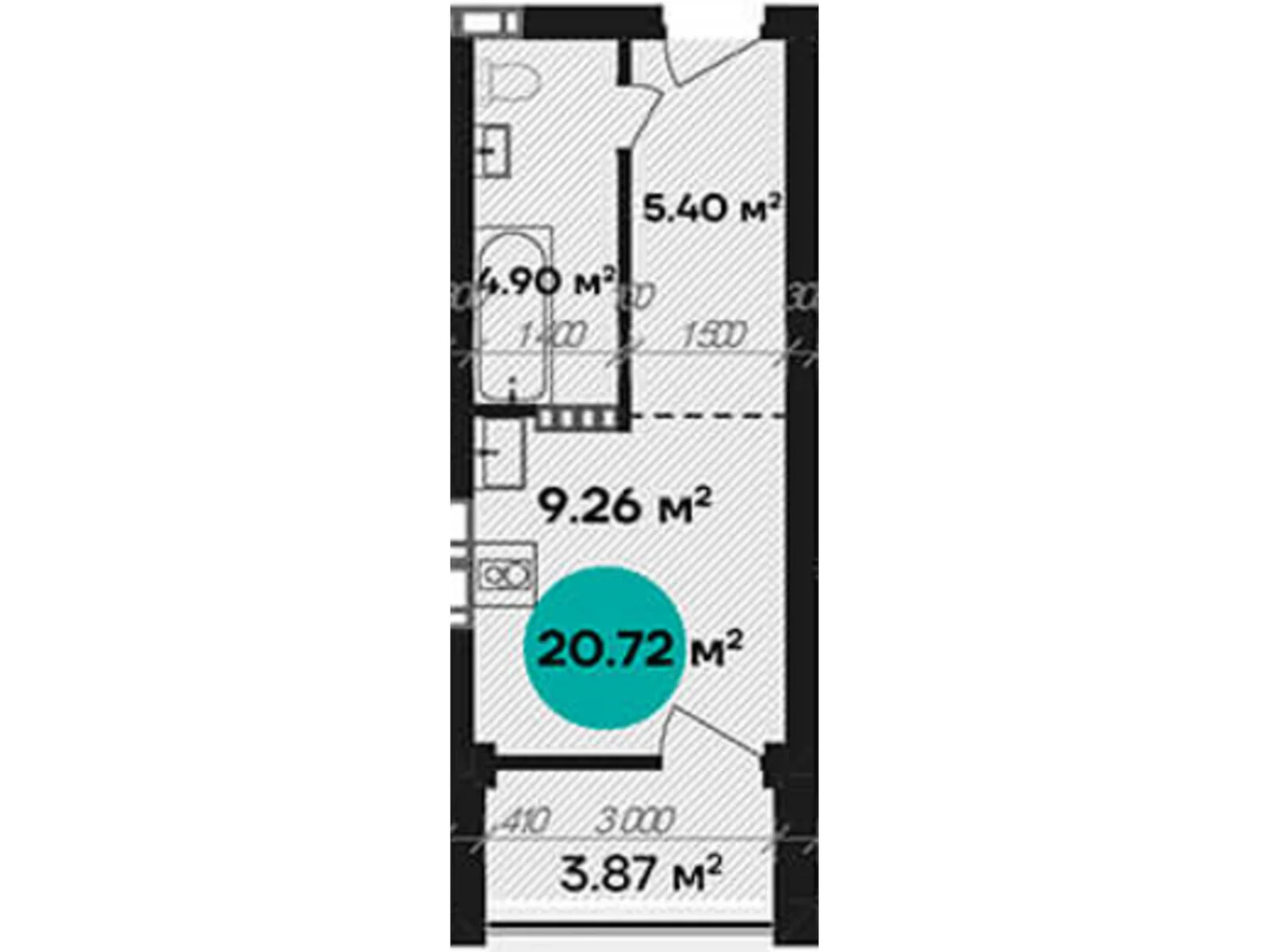 Продается 1-комнатная квартира 20.72 кв. м в Полтаве, ул. Шевченко, 58А - фото 1