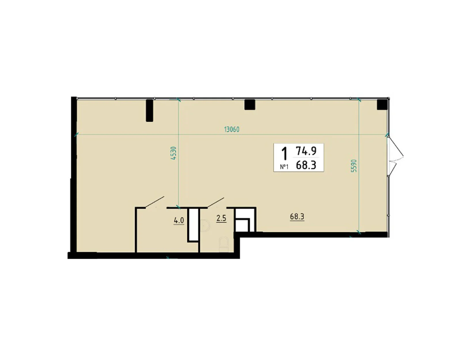 Продается офис 75 кв. м в бизнес-центре, цена: 150000 $ - фото 1