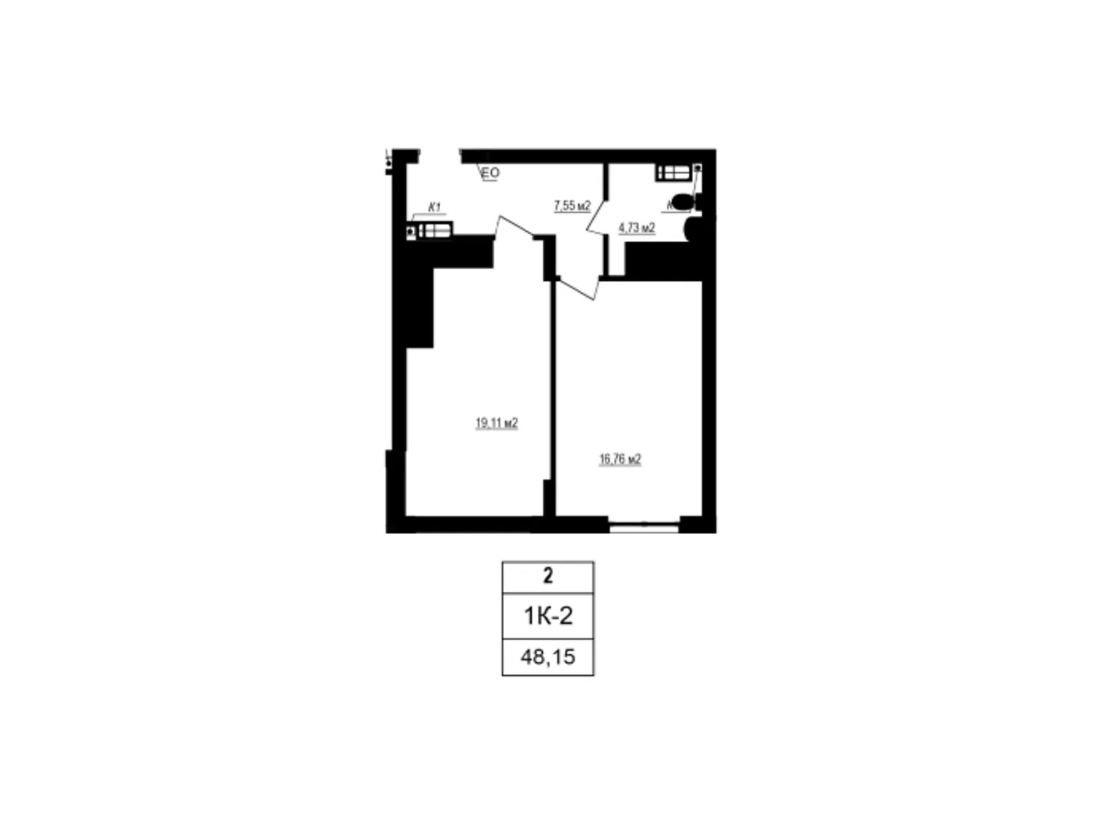 Продается 1-комнатная квартира 48.15 кв. м в Софиевской Борщаговке, ул. Яблоневая, 3А - фото 1