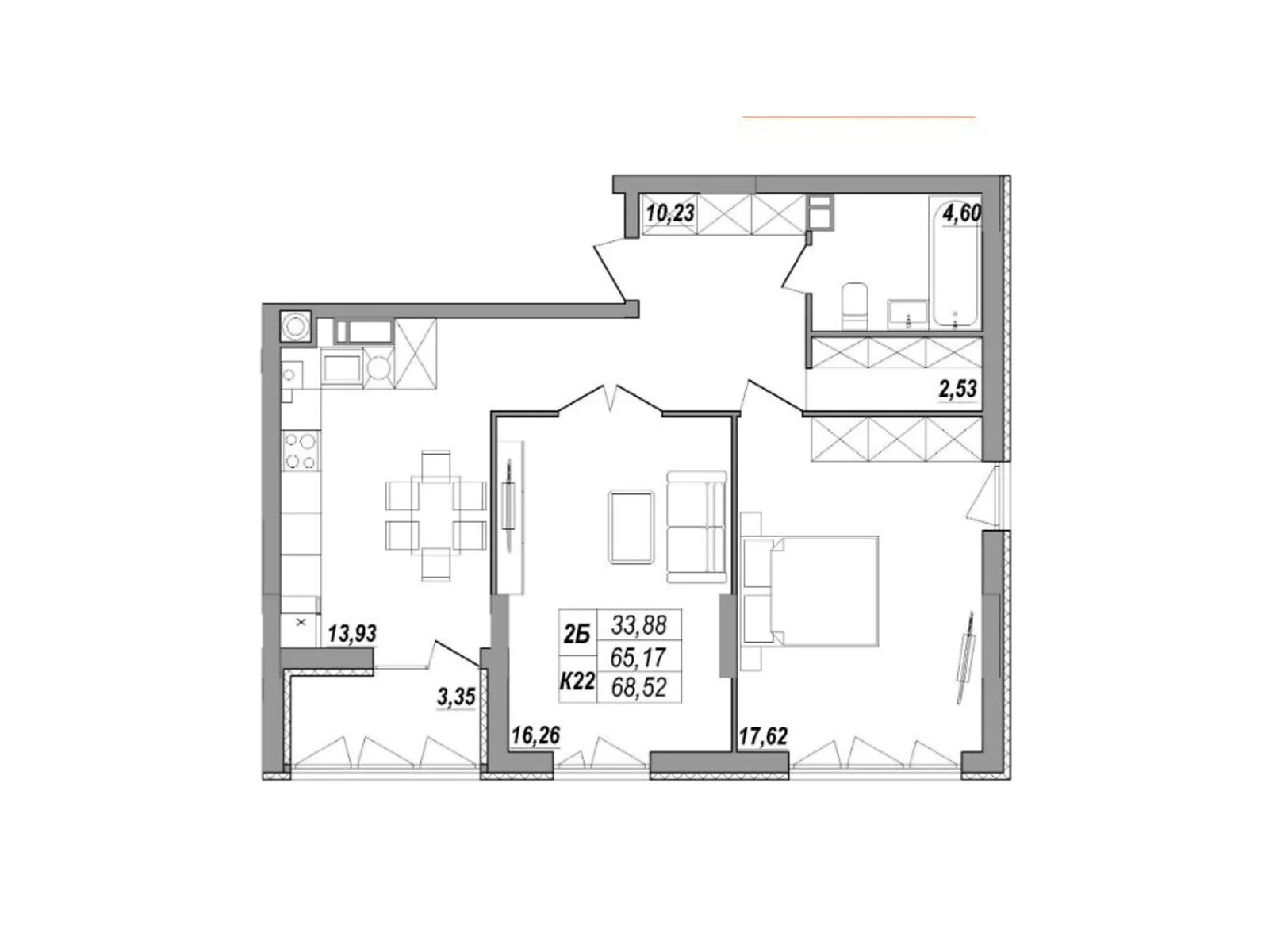2-комнатная квартира 69.2 кв. м в Тернополе, ул. Будного Степана, 26Б - фото 1