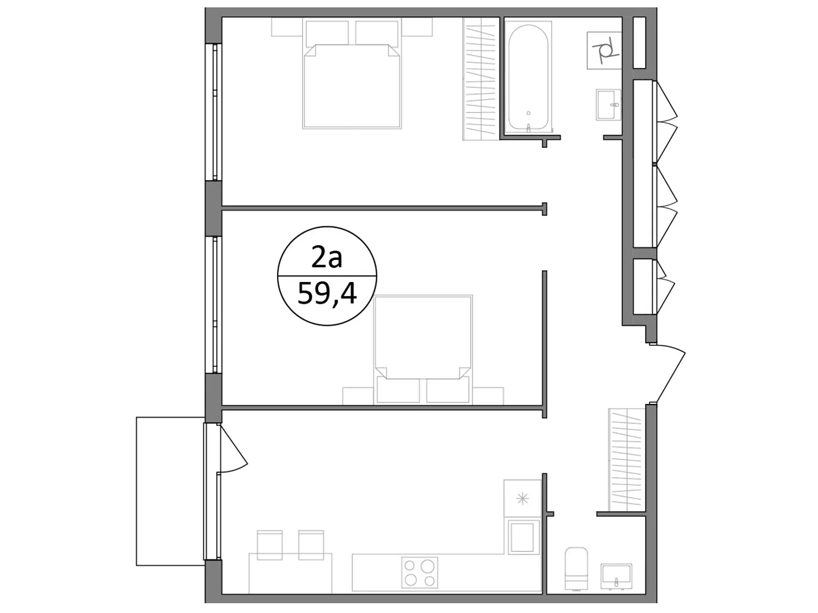 Продается 2-комнатная квартира 59.4 кв. м в Брюховичах, ул. Широкая, 22 - фото 1