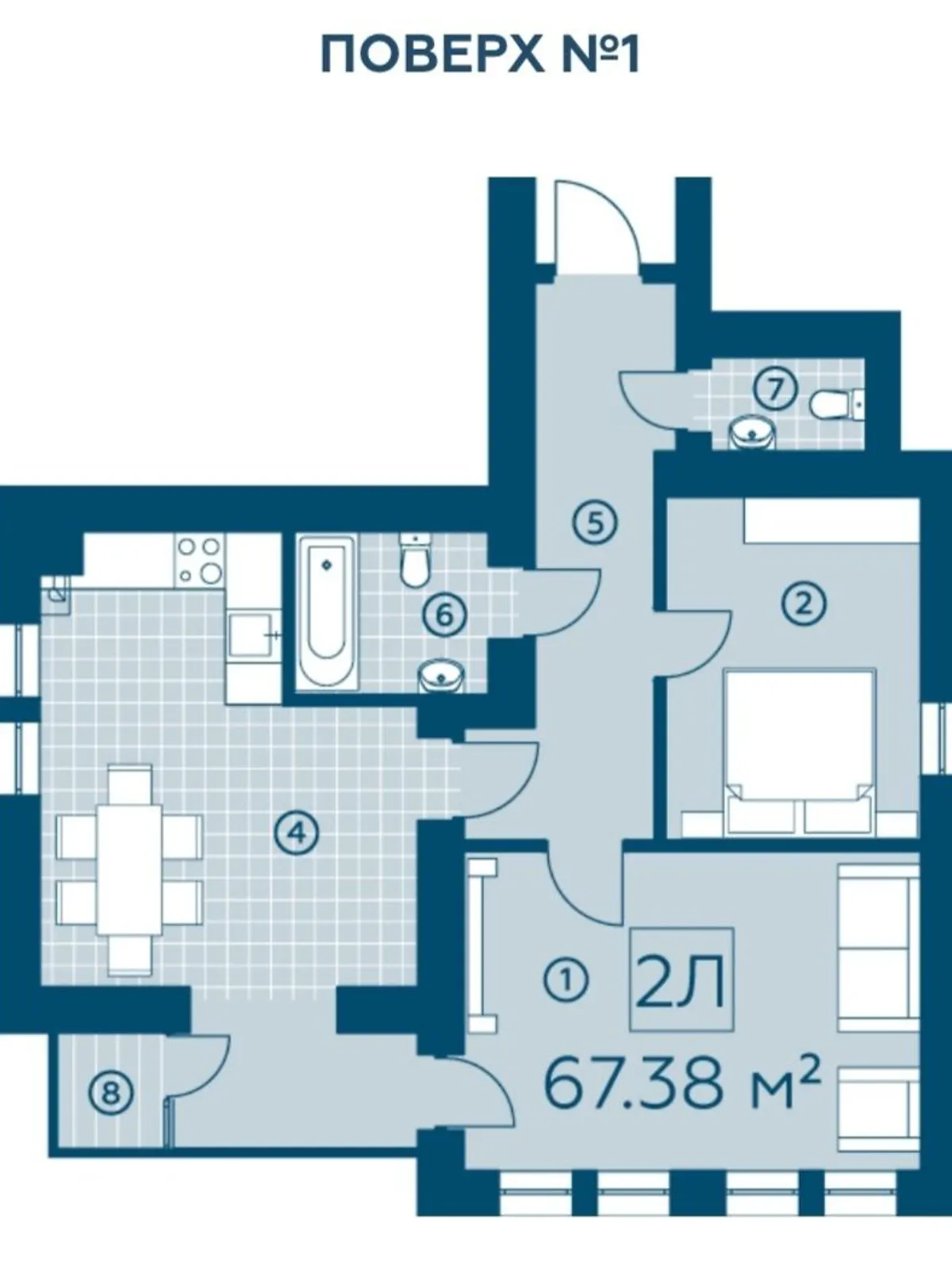 Продається 2-кімнатна квартира 67.34 кв. м у Бучі, вул. Амосова, 4 - фото 1