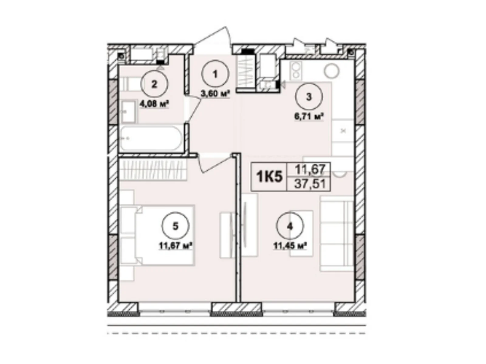 Продается 1-комнатная квартира 37.51 кв. м в Львове, ул. Лемковская, 9 - фото 1