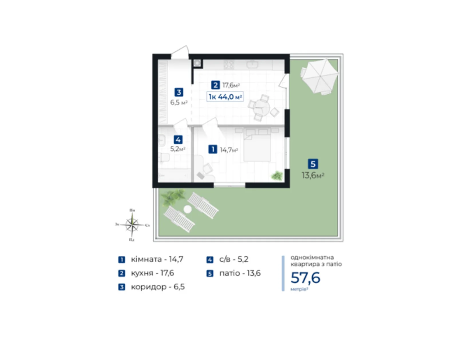 Продается 1-комнатная квартира 57.6 кв. м в Ивано-Франковске, ул. Коновальца Евгения, 1 - фото 1