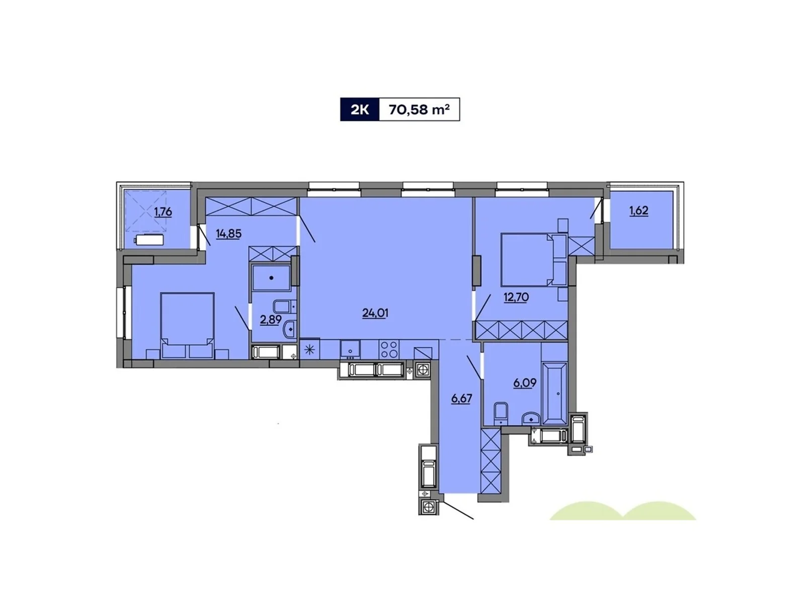 Продается 3-комнатная квартира 70.58 кв. м в Львове, ул. Миколайчука, 17 - фото 1