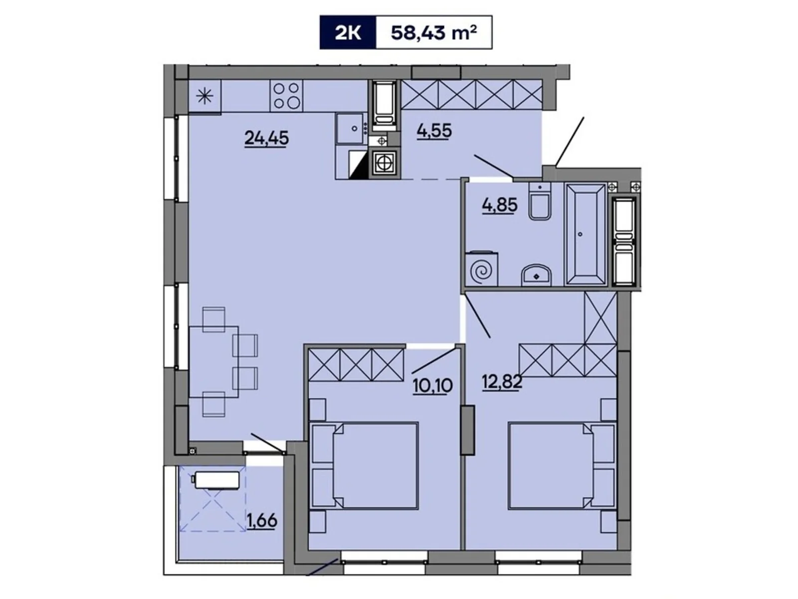 Продается 2-комнатная квартира 58.43 кв. м в Львове, ул. Миколайчука, 17 - фото 1