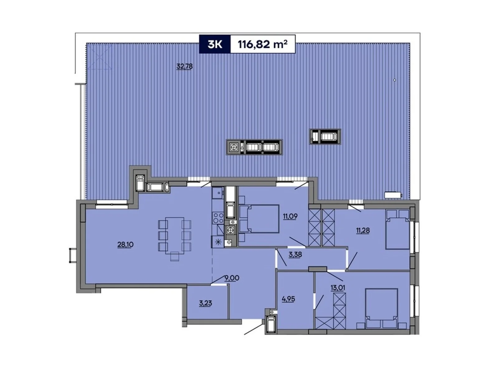 Продается 3-комнатная квартира 116.82 кв. м в Львове, ул. Миколайчука, 17 - фото 1