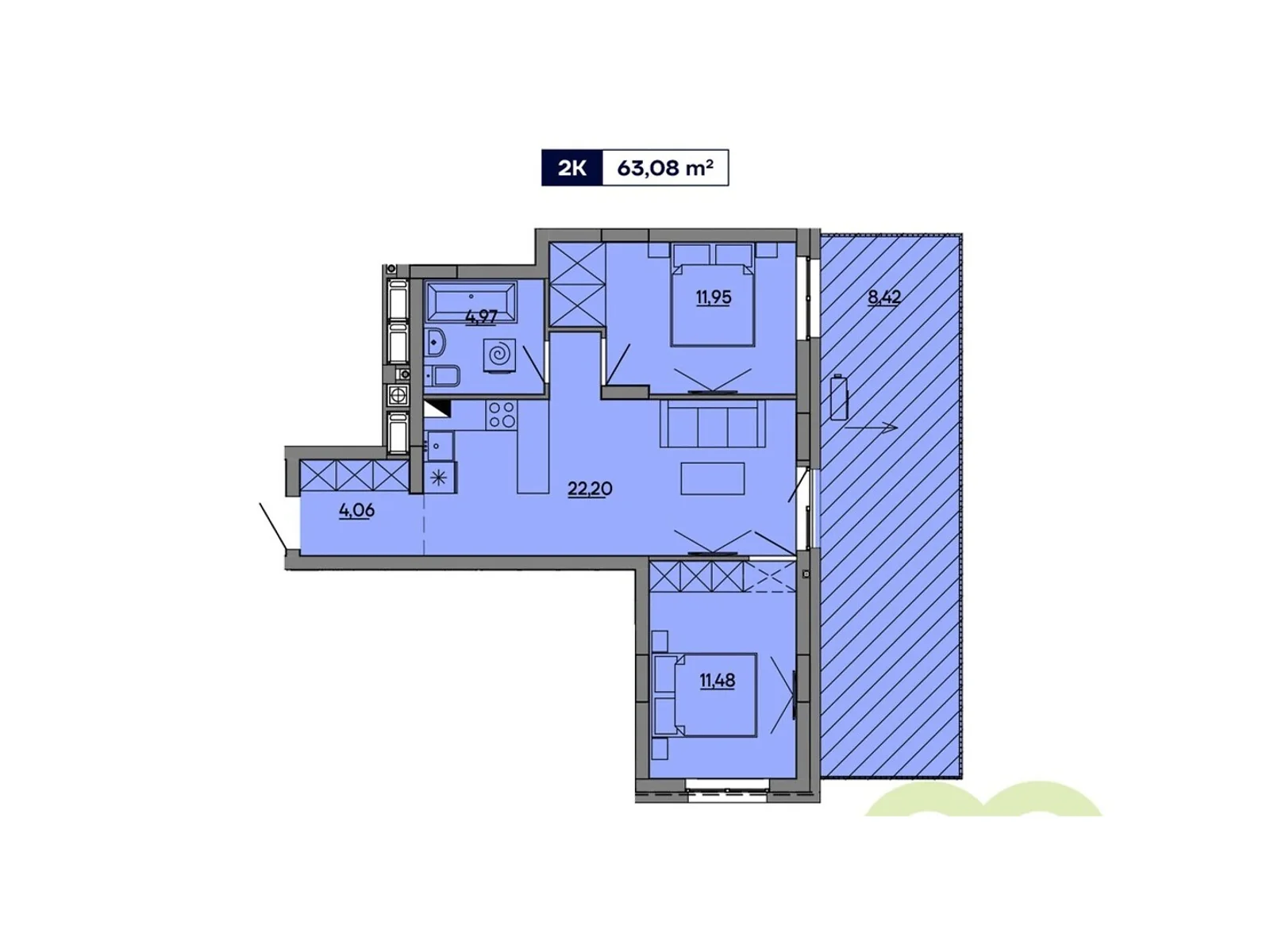 Продается 2-комнатная квартира 63.08 кв. м в Львове, ул. Миколайчука, 17 - фото 1
