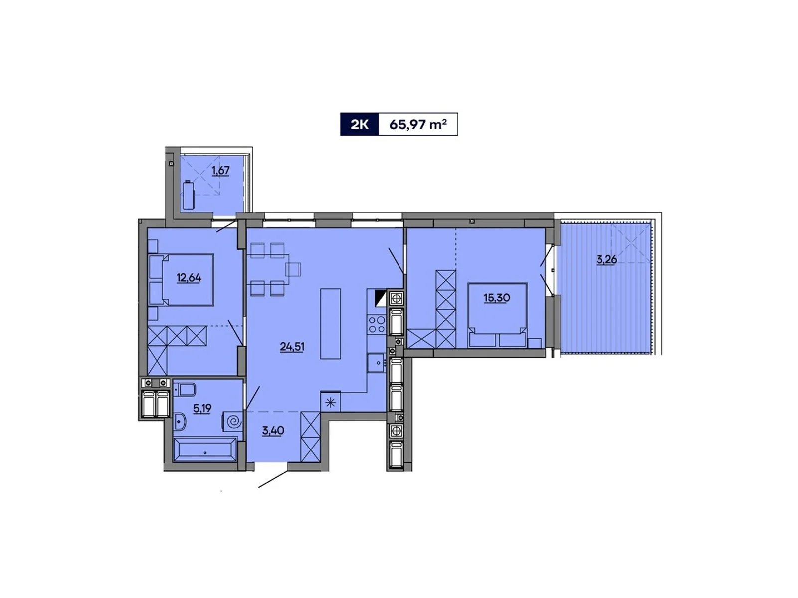 Продается 2-комнатная квартира 65.97 кв. м в Львове, ул. Миколайчука, 17 - фото 1