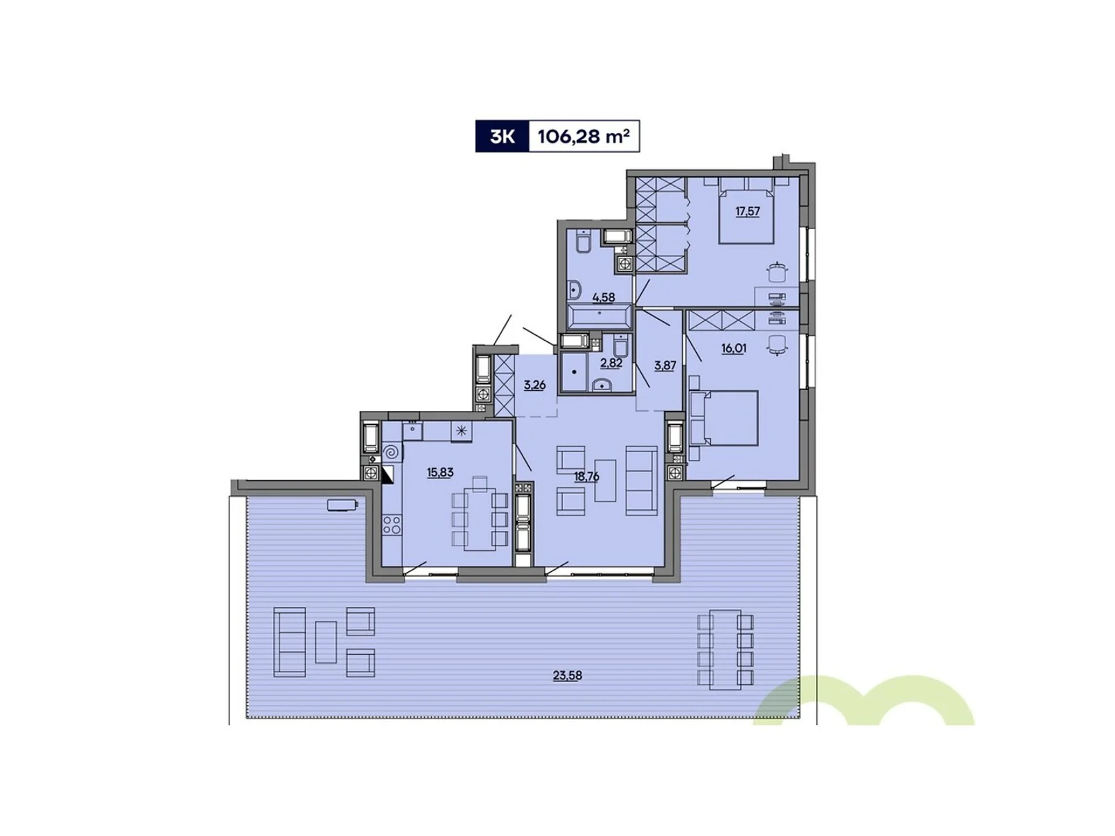 Продается 3-комнатная квартира 106.28 кв. м в Львове, ул. Миколайчука, 17 - фото 1