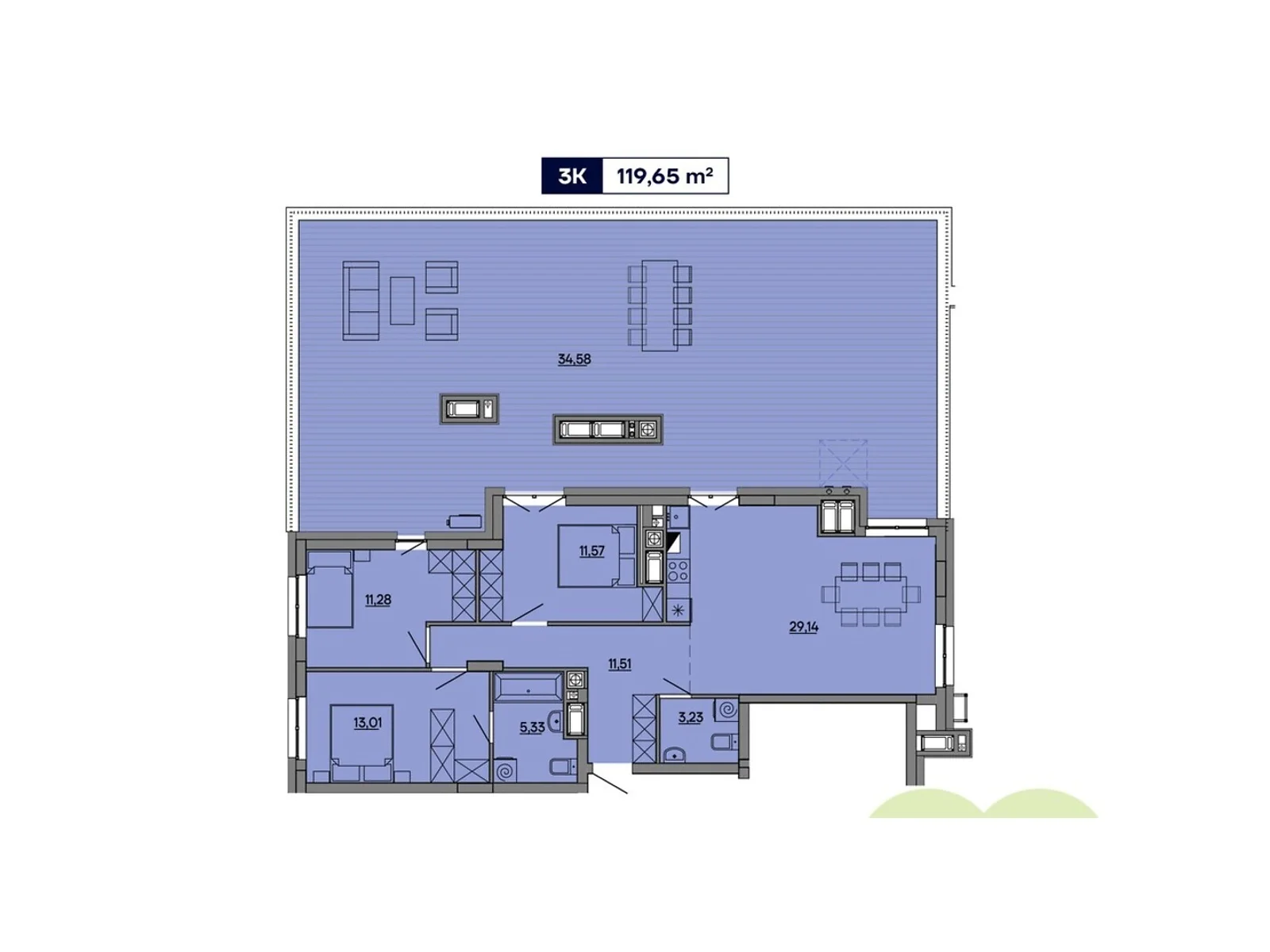 Продается 3-комнатная квартира 119.65 кв. м в Львове, ул. Миколайчука, 17 - фото 1