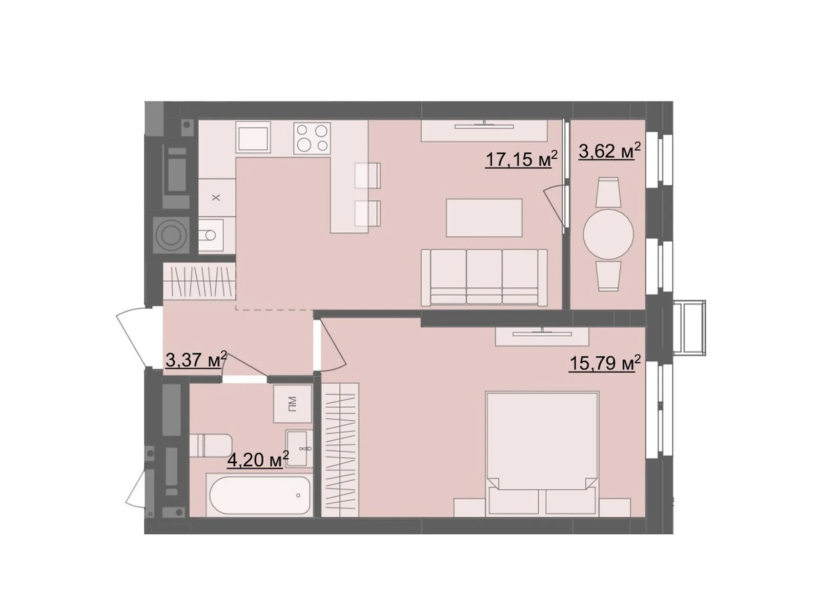 Продается 1-комнатная квартира 44.13 кв. м в Житомире, бул. Тетеревский, 25 - фото 1
