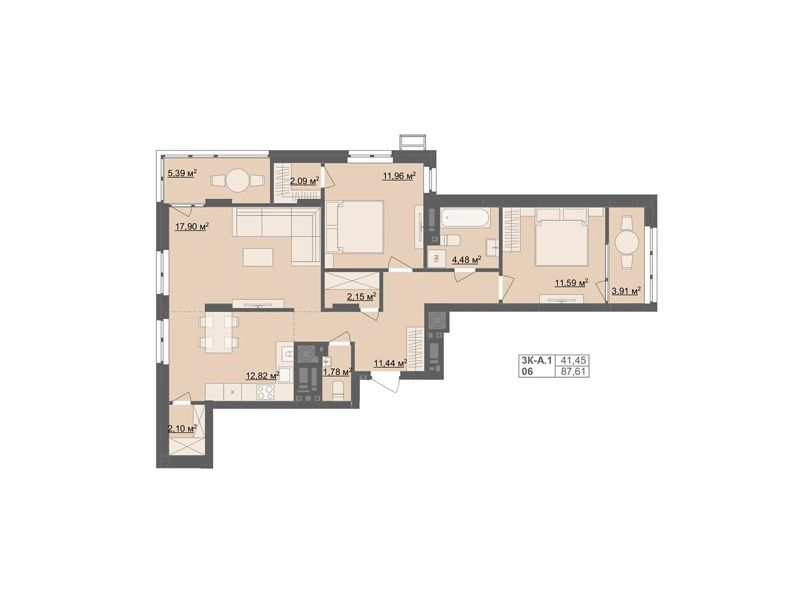 Продается 3-комнатная квартира 86.06 кв. м в Житомире, бул. Тетеревский, 25 - фото 1