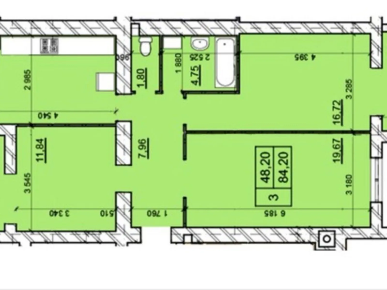 Продается 3-комнатная квартира 84.2 кв. м в Хмельницком, цена: 56899 $ - фото 1
