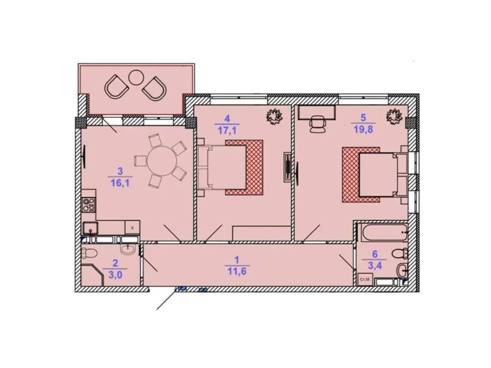 Продается 2-комнатная квартира 73.2 кв. м в Киеве, ул. Василия Барки, 10 - фото 1