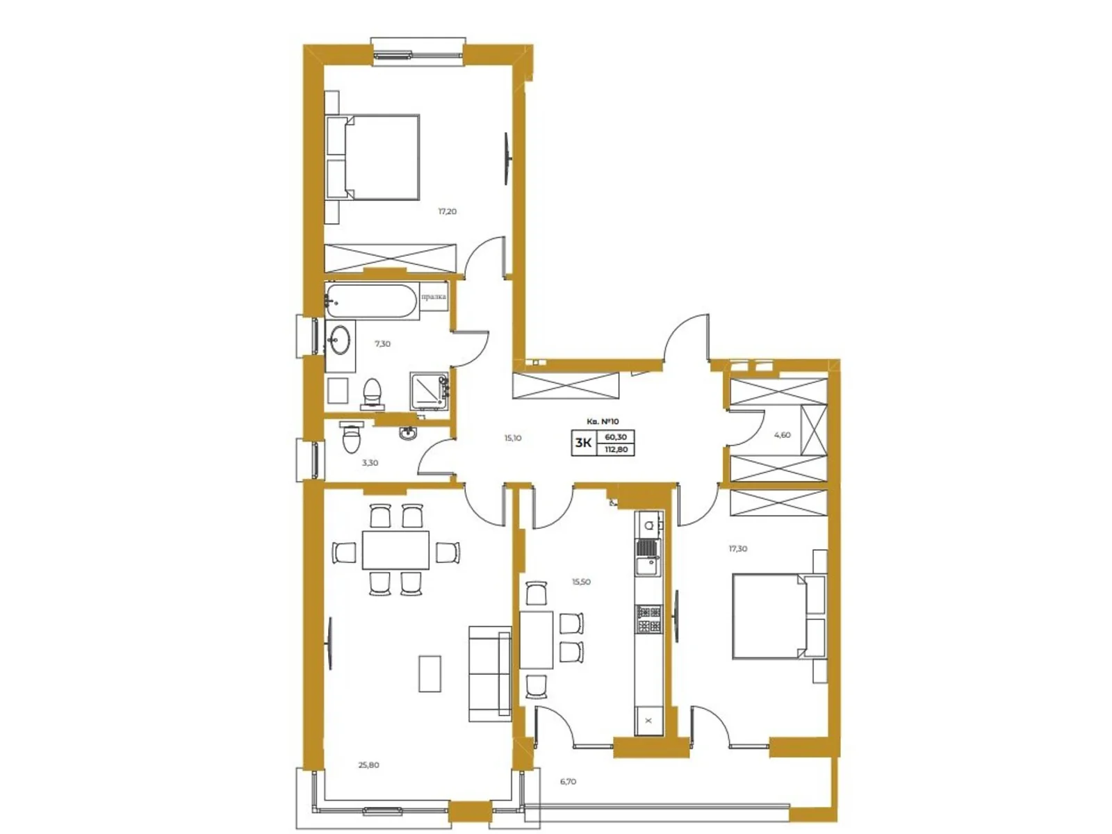 Продается 3-комнатная квартира 112.8 кв. м в Львове, ул. Гординских, 15А - фото 1