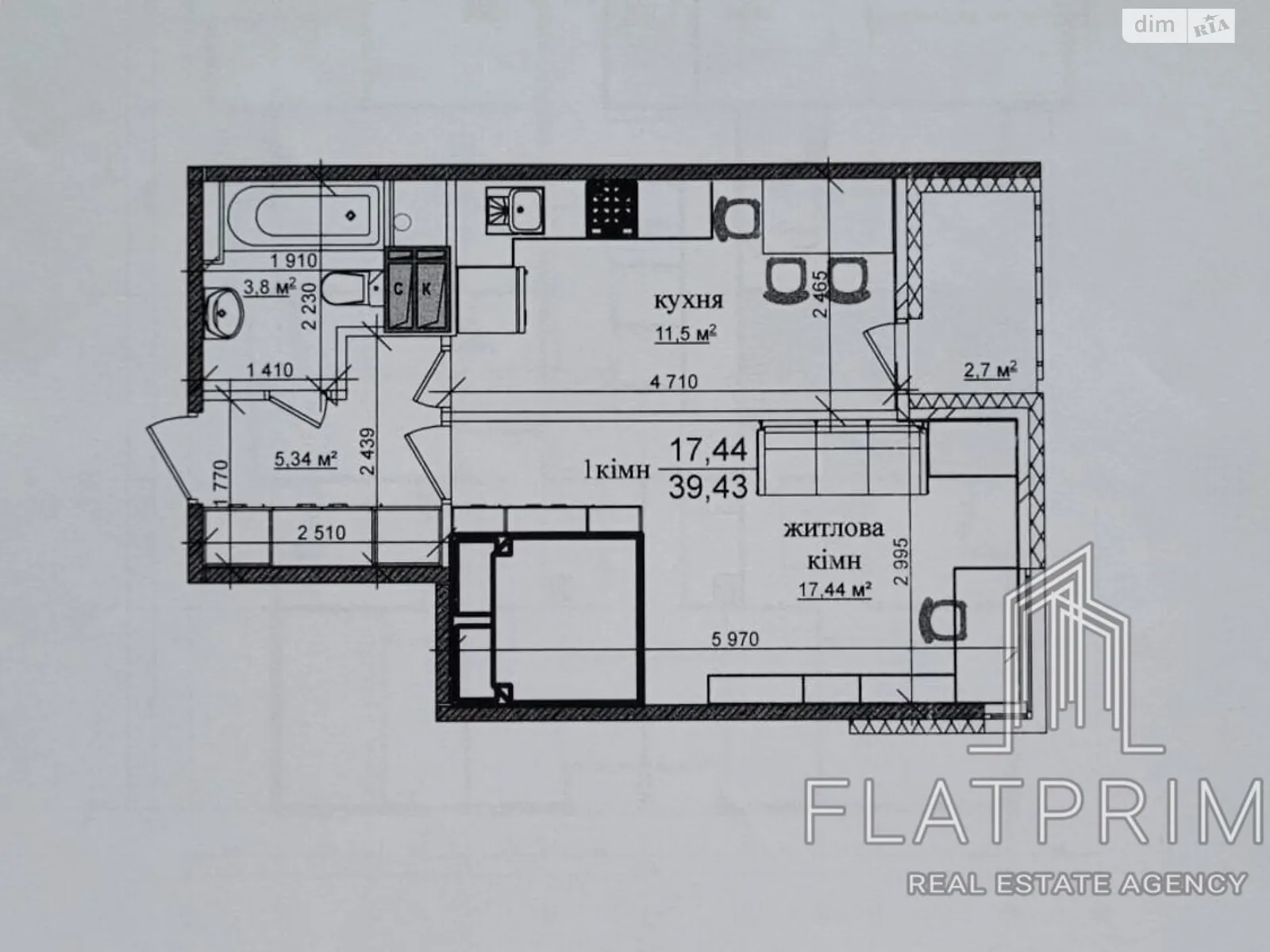 Продается 1-комнатная квартира 39.43 кв. м в Киеве, ул. Клавдиевская, 40 - фото 1