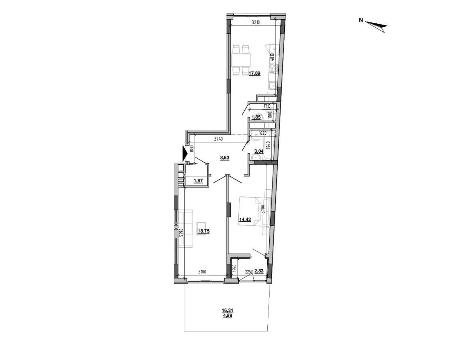 Продается 2-комнатная квартира 74.17 кв. м в Львове, ул. Новознесенская - фото 1