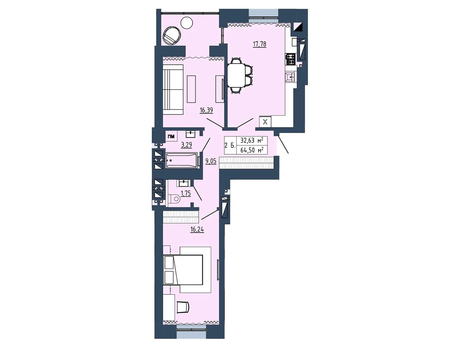 Продается 2-комнатная квартира 64.5 кв. м в Липинах, цена: 59538 $ - фото 1