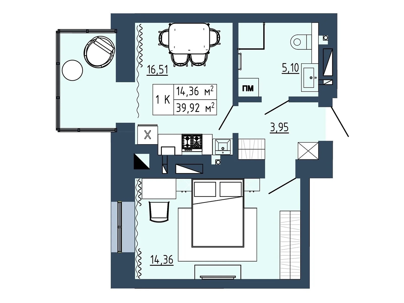 Продается 1-комнатная квартира 39.92 кв. м в Липинах, цена: 37749 $ - фото 1