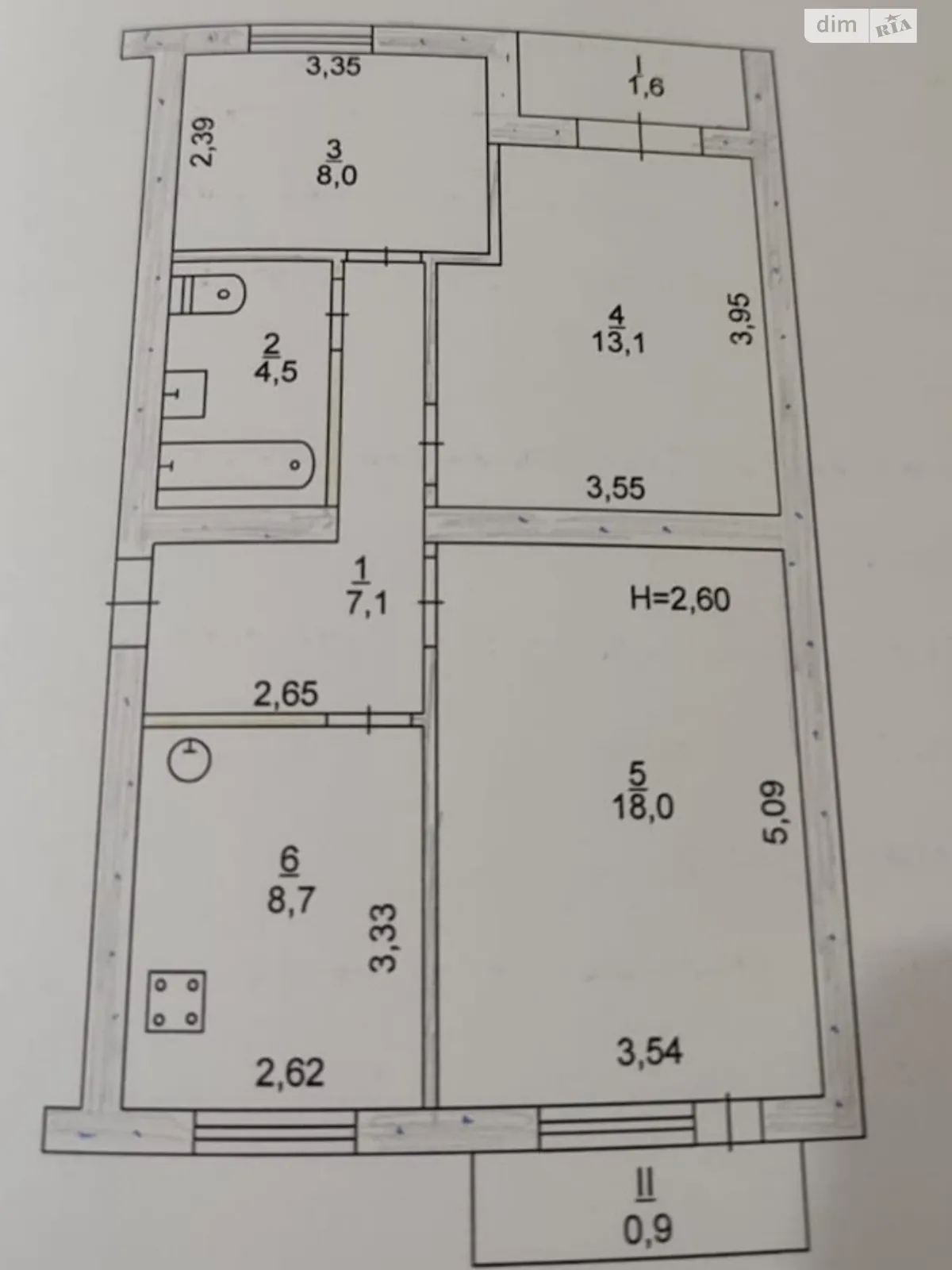 Продається 3-кімнатна квартира 61 кв. м у Кривому Розі, вул. Андрія Божка(Доватора Генерала) - фото 1