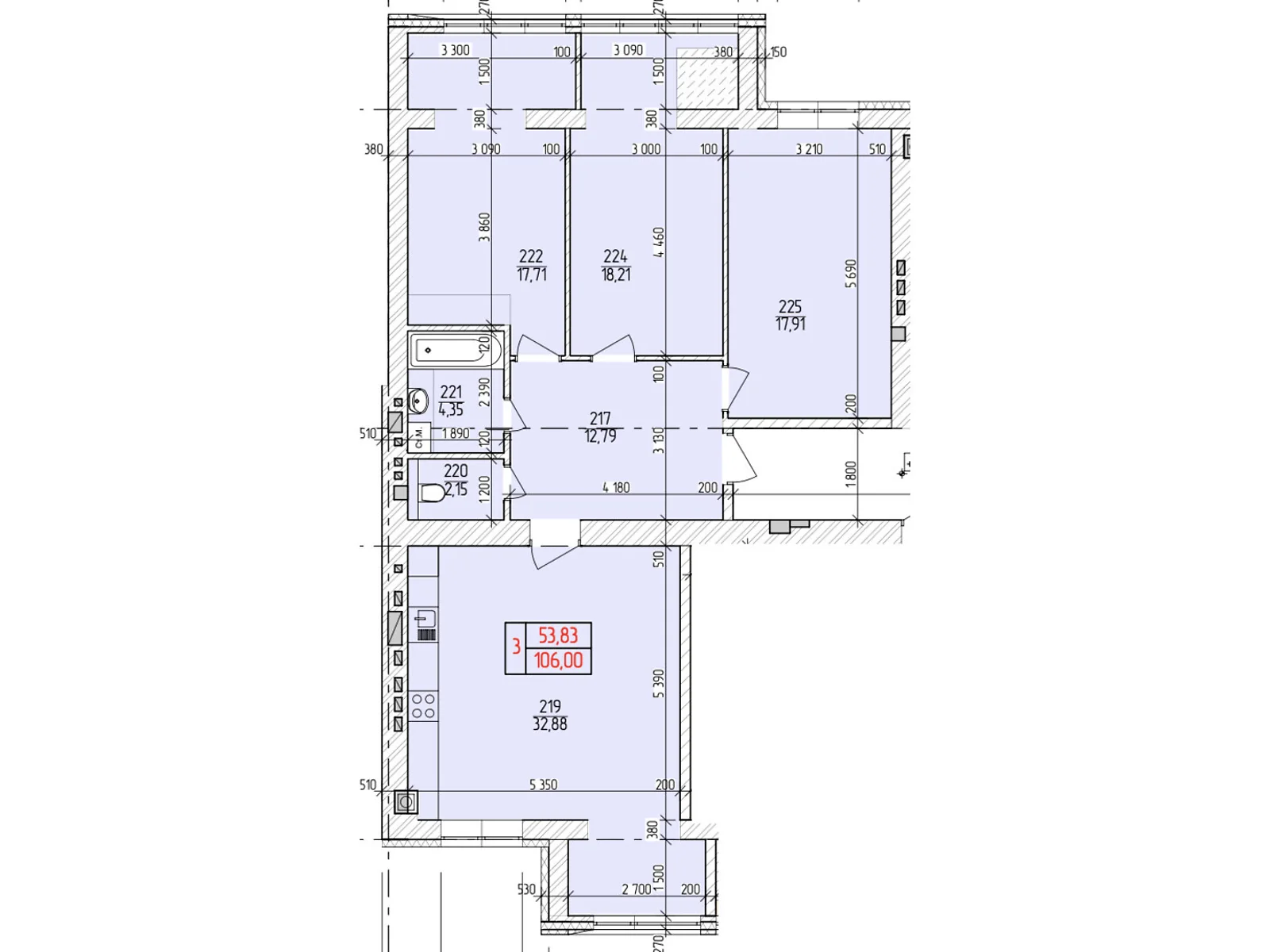 Продается 3-комнатная квартира 106 кв. м в Хмельницком, цена: 77068 $ - фото 1