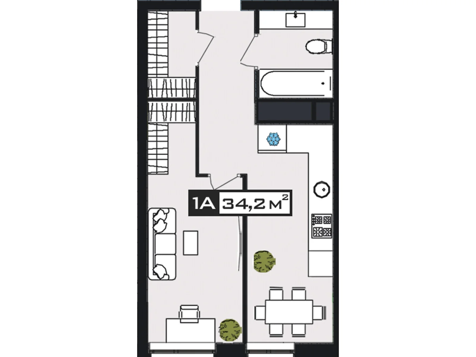 Продається 1-кімнатна квартира 34.2 кв. м у Дніпрі, вул. Набережна Перемоги, 152 - фото 1