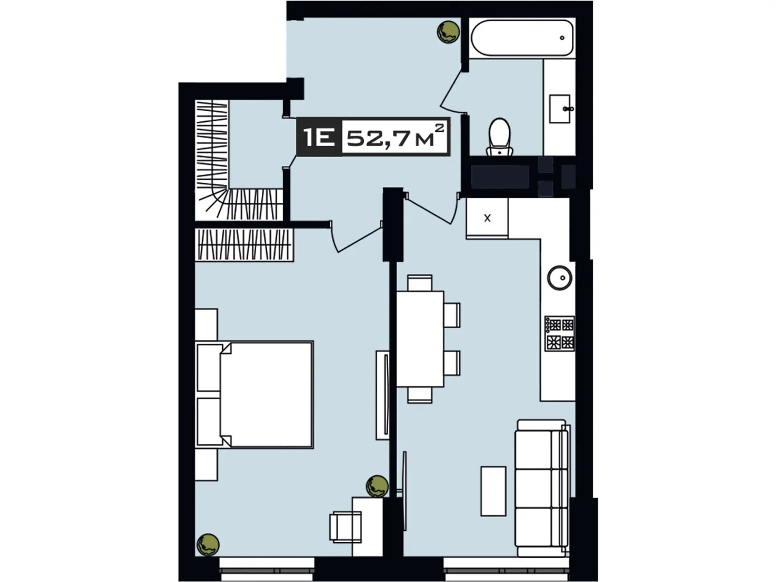 Продается 1-комнатная квартира 52.7 кв. м в Днепре - фото 1