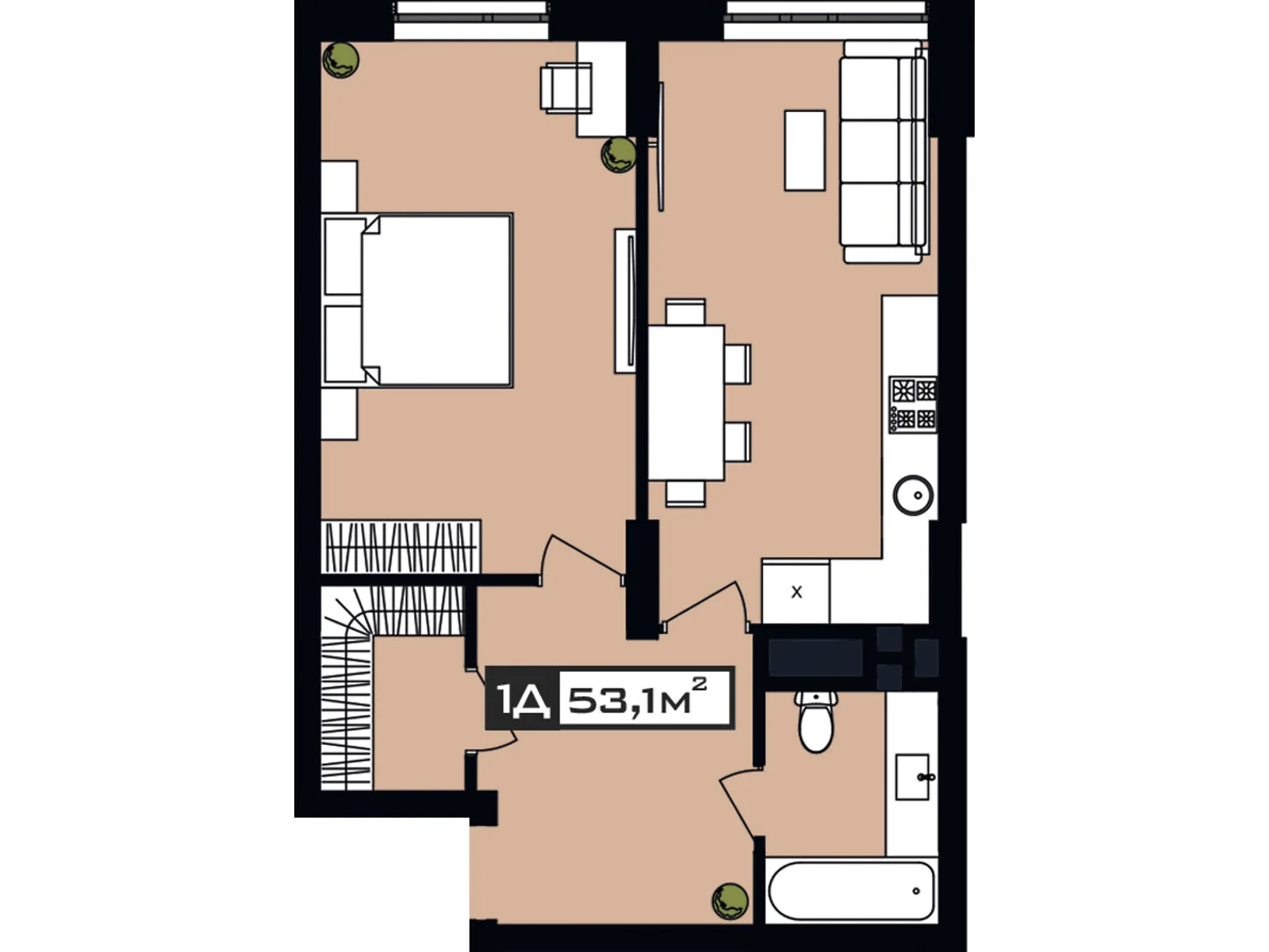 Продается 1-комнатная квартира 53.1 кв. м в Днепре - фото 1