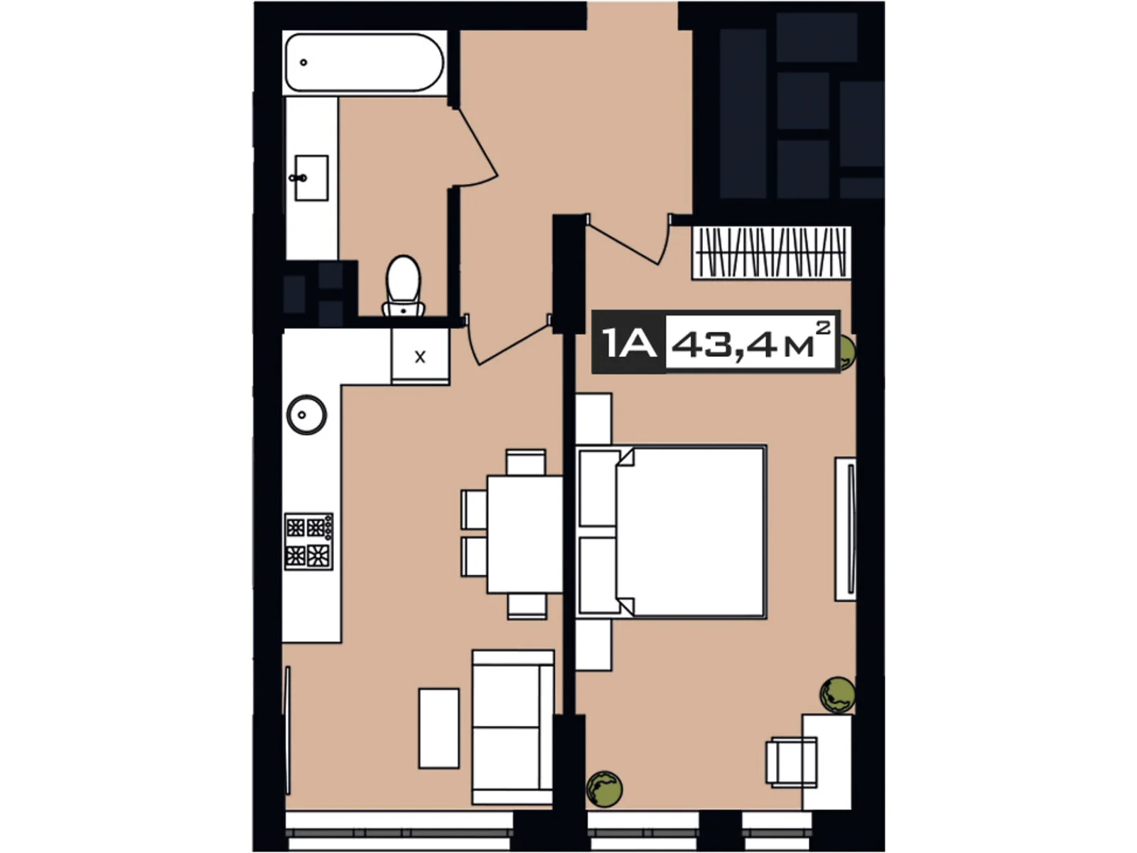 Продается 1-комнатная квартира 43.4 кв. м в Днепре - фото 1