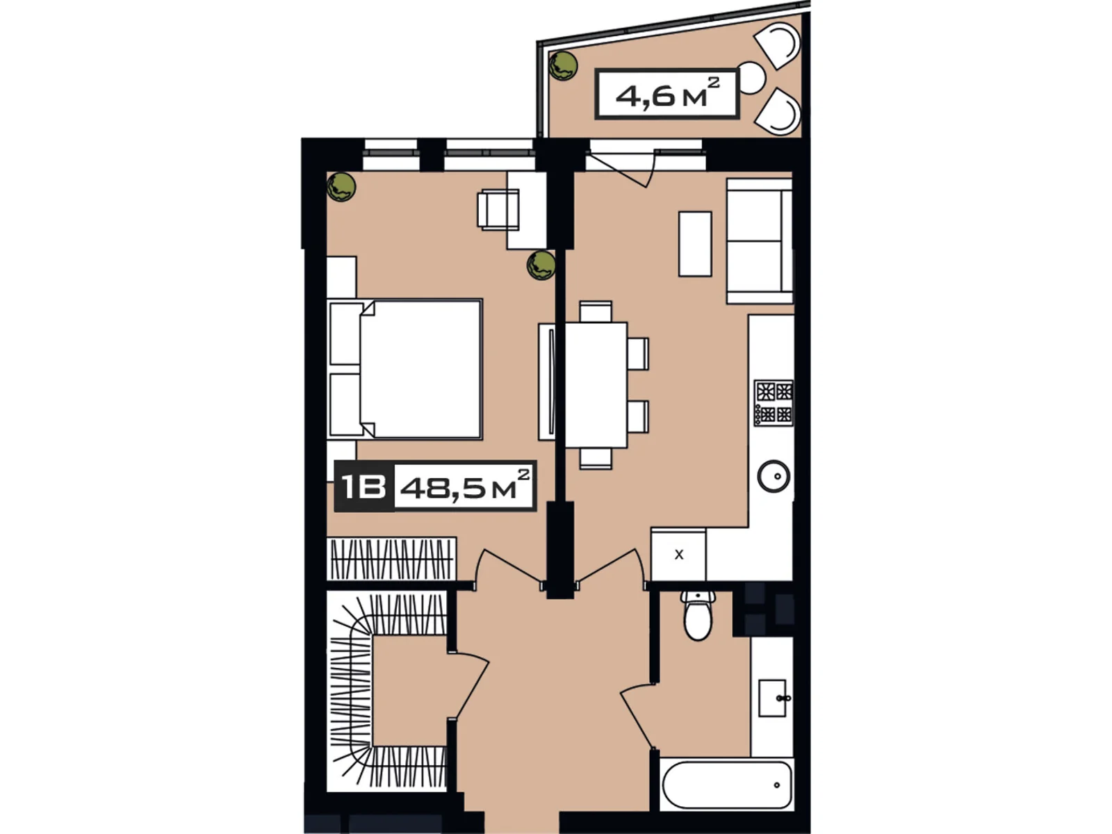 Продается 1-комнатная квартира 48.5 кв. м в Днепре - фото 1