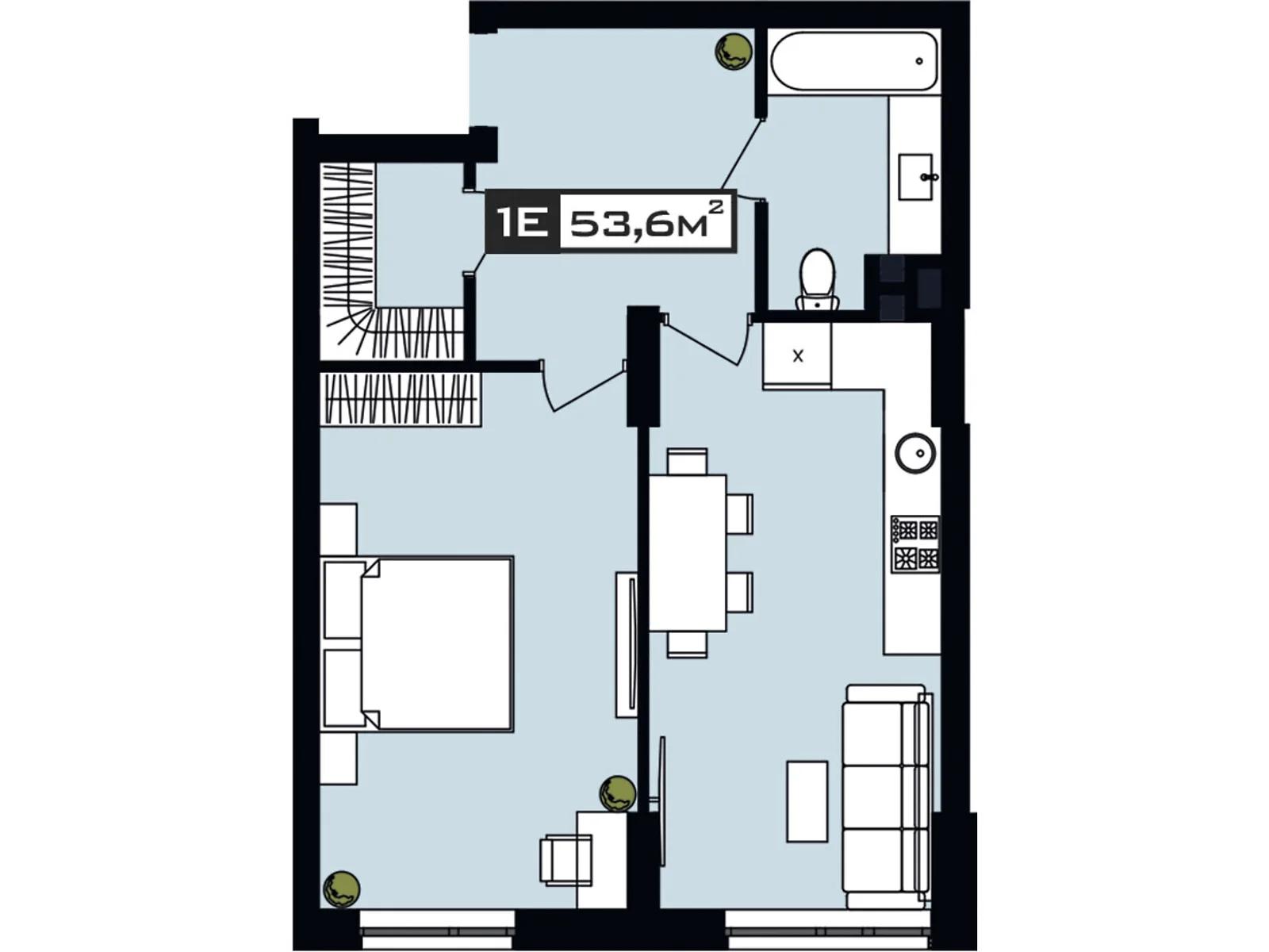 Продается 1-комнатная квартира 53.6 кв. м в Днепре - фото 1