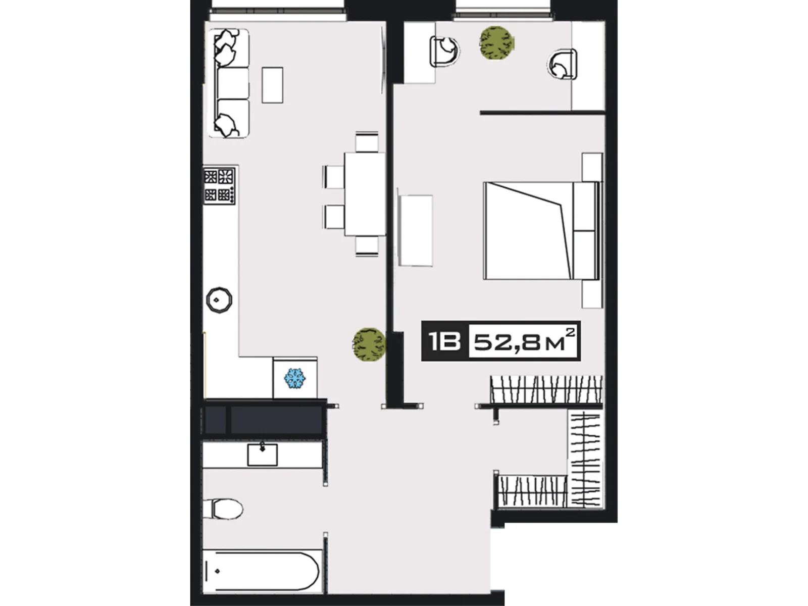 Продается 1-комнатная квартира 52.8 кв. м в Днепре - фото 1