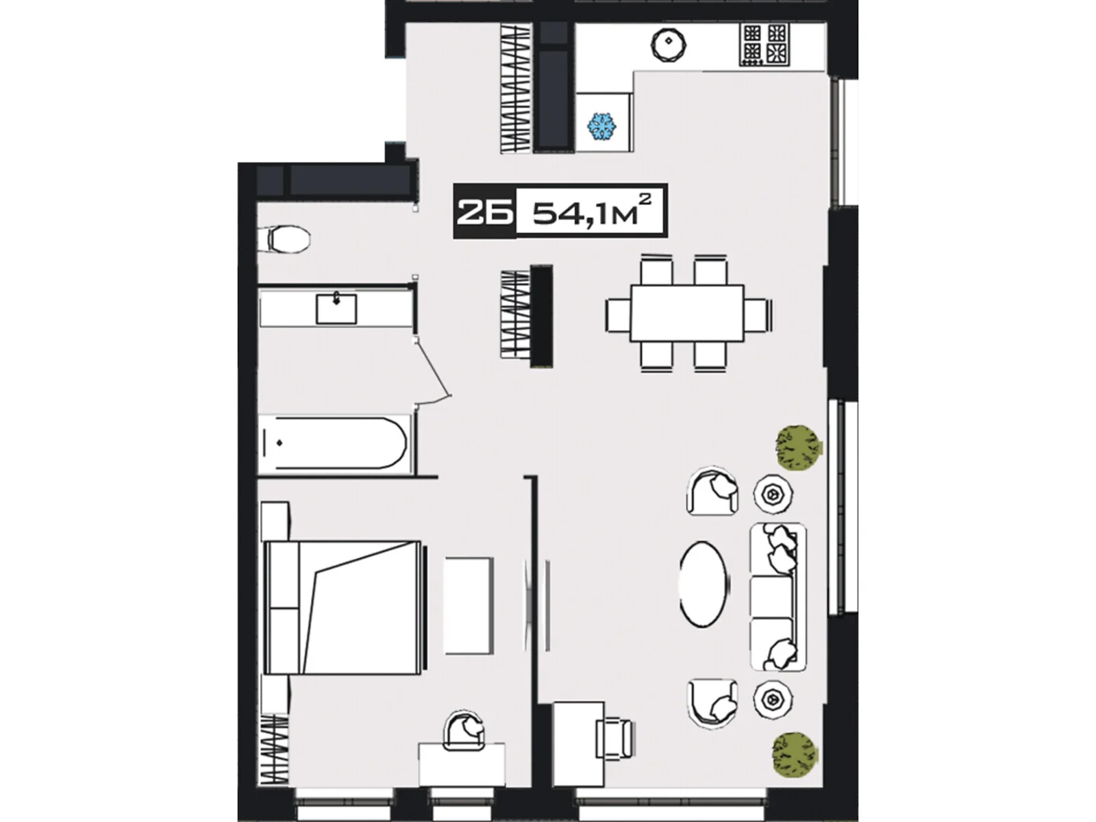 Продается 2-комнатная квартира 54.1 кв. м в Днепре - фото 1