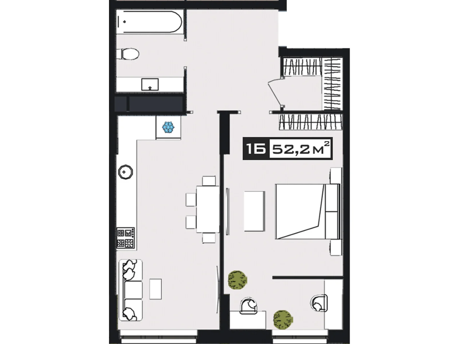 Продається 1-кімнатна квартира 52.2 кв. м у Дніпрі, вул. Набережна Перемоги, 152 - фото 1