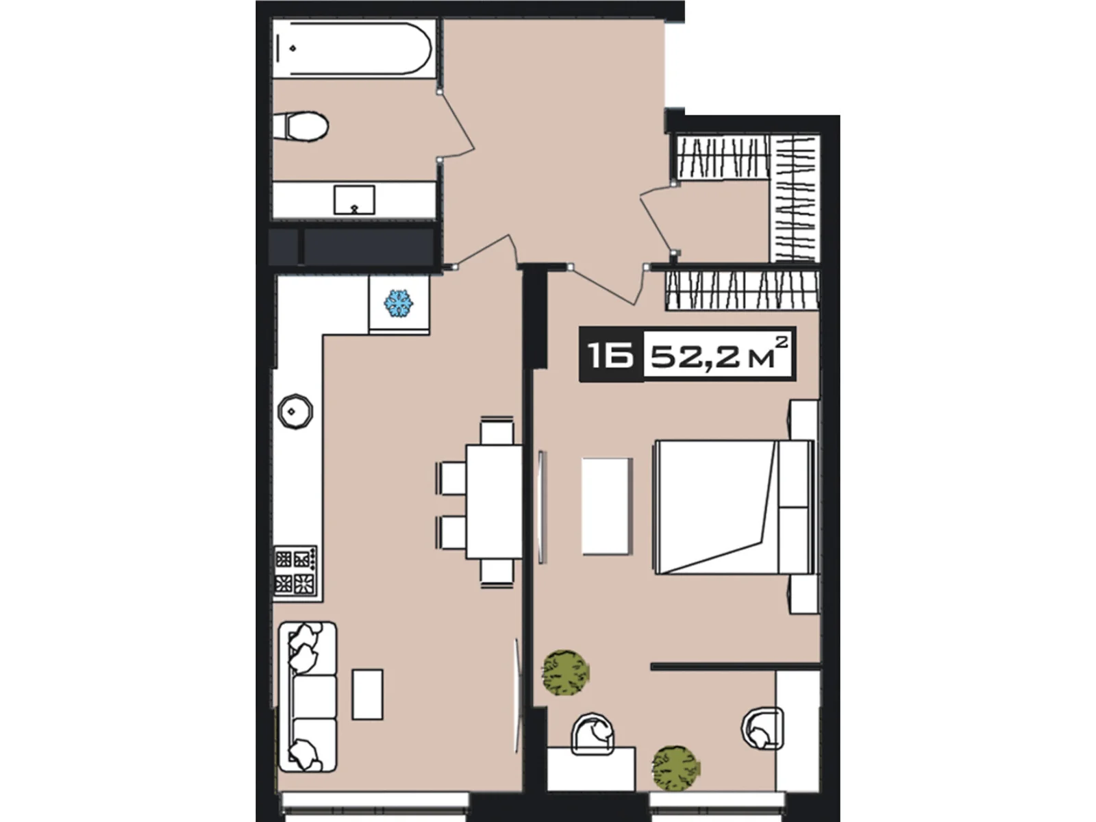 Продается 1-комнатная квартира 52.2 кв. м в Днепре, ул. Набережная Победы, 152 - фото 1
