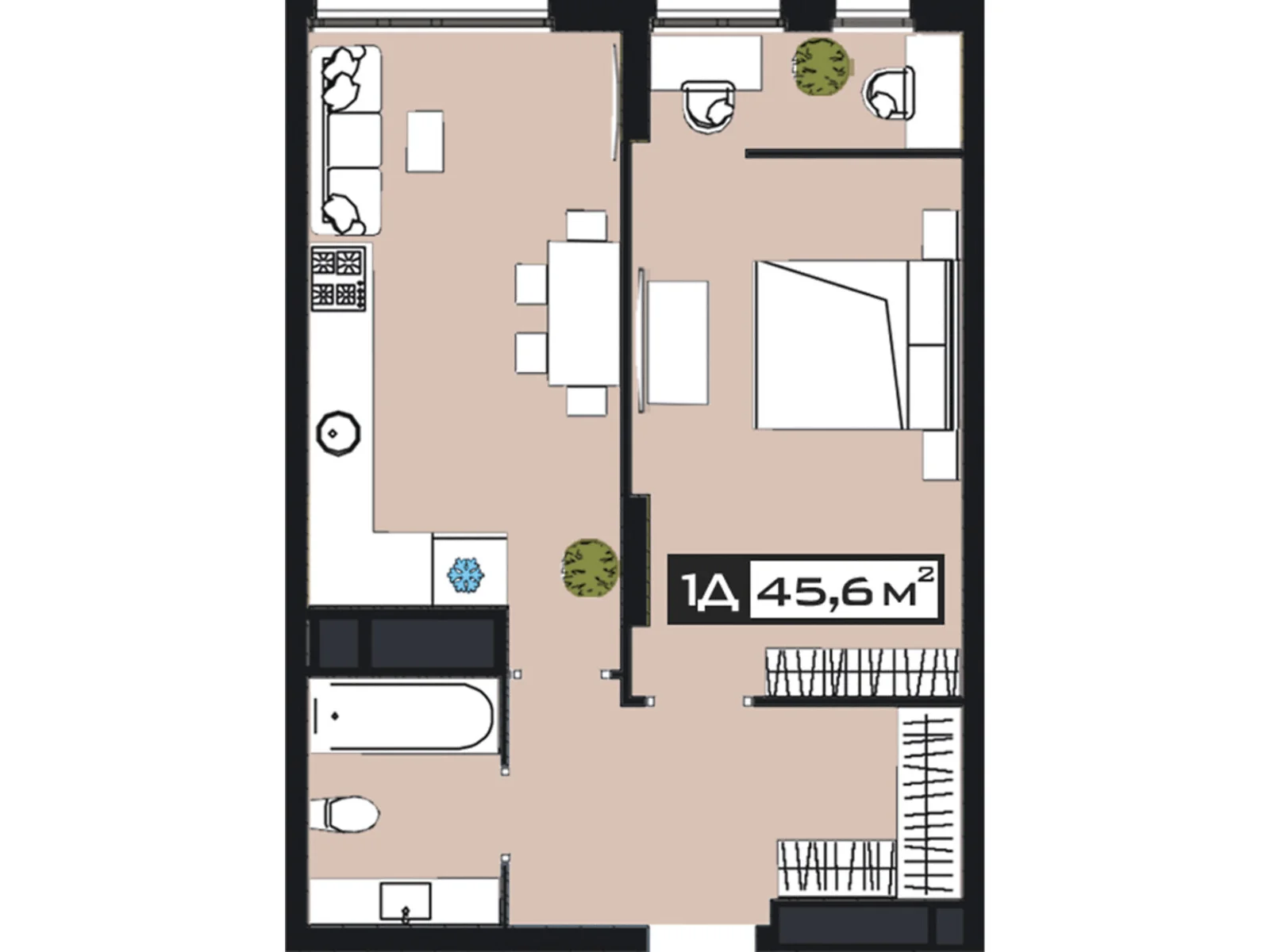 Продается 1-комнатная квартира 45.6 кв. м в Днепре - фото 1