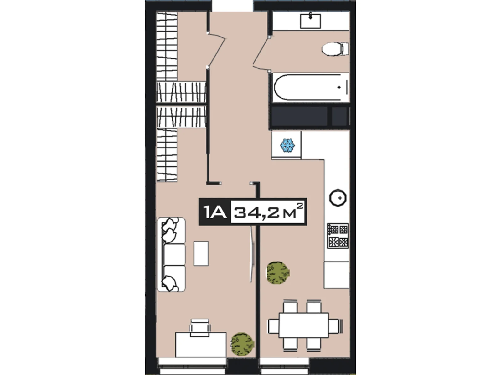 Продається 1-кімнатна квартира 34.2 кв. м у Дніпрі, вул. Набережна Перемоги, 152 - фото 1