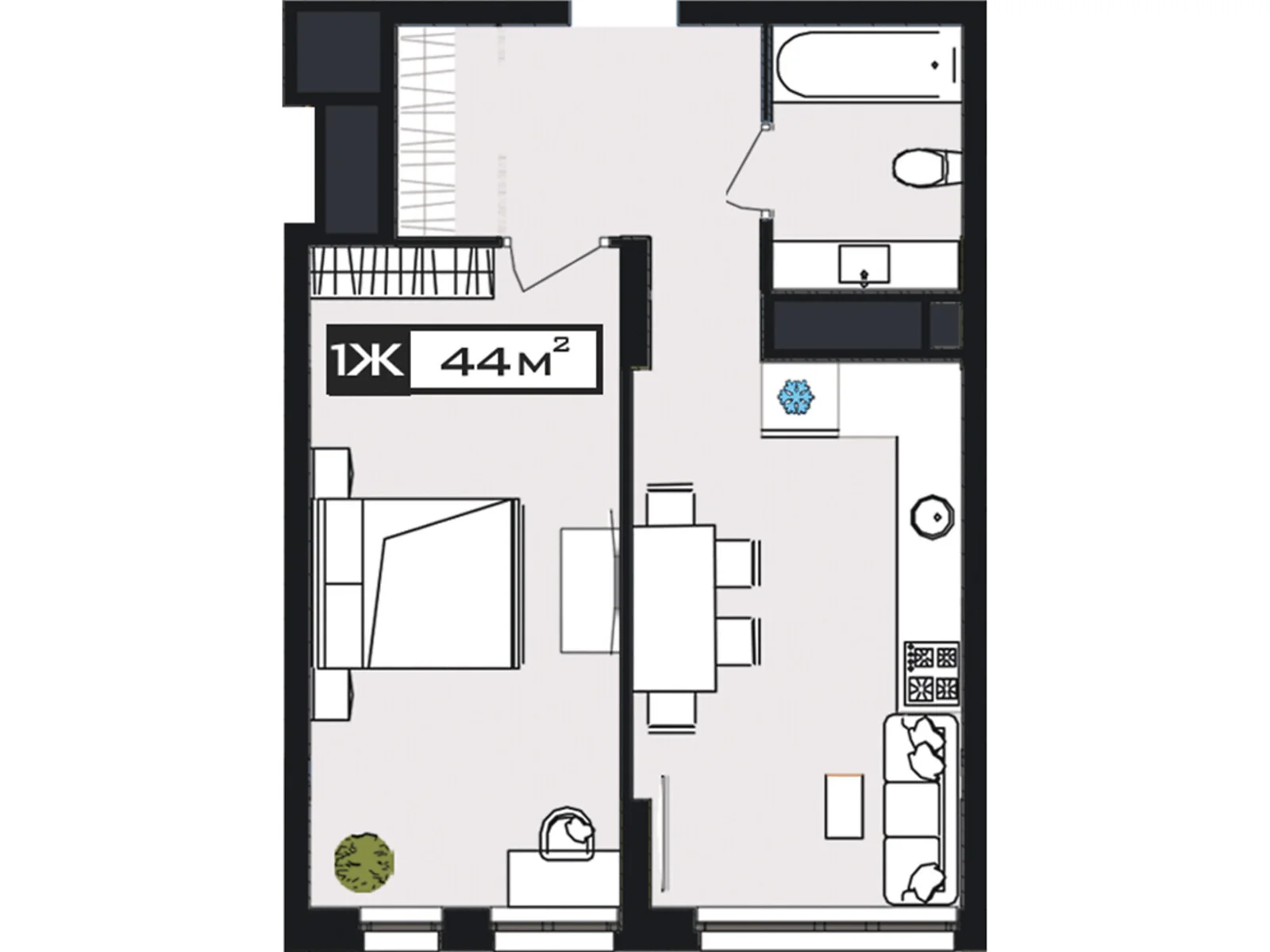 Продается 1-комнатная квартира 44 кв. м в Днепре, ул. Набережная Победы, 152 - фото 1