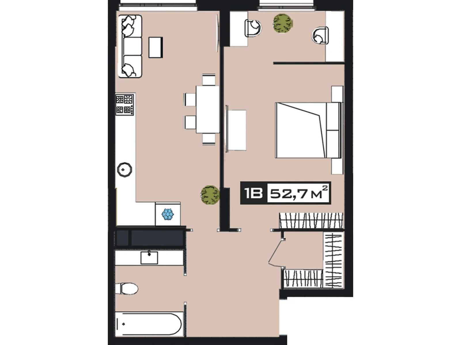 Продается 1-комнатная квартира 52.7 кв. м в Днепре, ул. Набережная Победы, 152 - фото 1