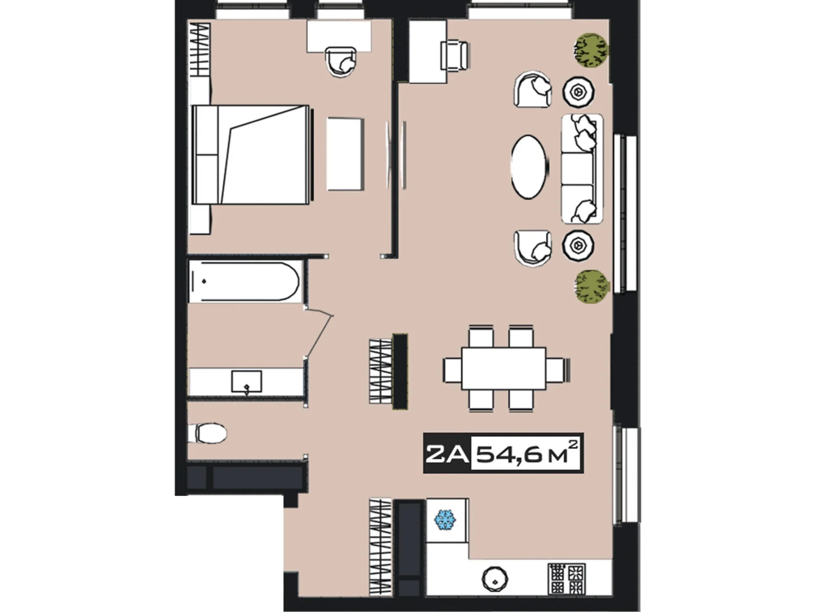 Продается 2-комнатная квартира 54.6 кв. м в Днепре - фото 1