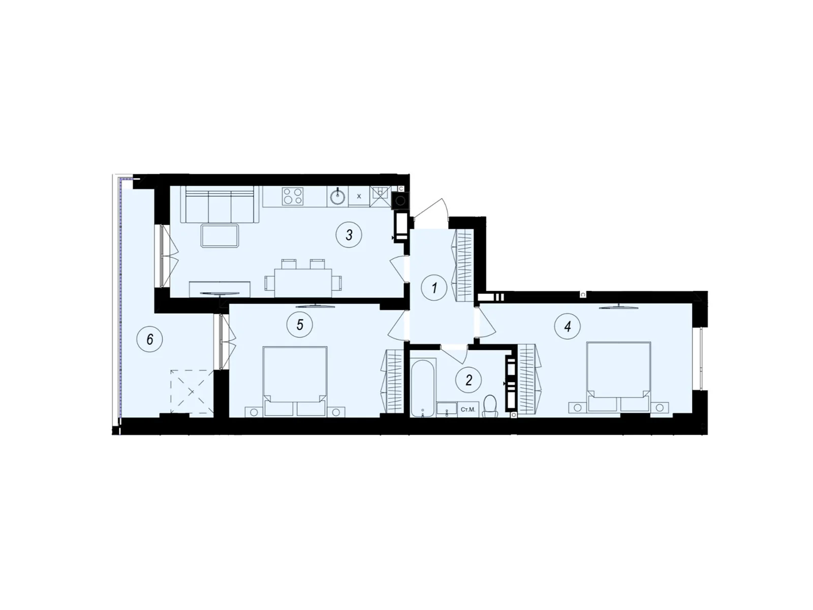Продается 2-комнатная квартира 68.72 кв. м в Ужгороде, ул. Тлехаса, 89А - фото 1